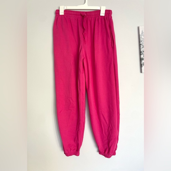 Hot Pink Women’s Cuffed Bottom Sweatpants - Picture 2 of 7